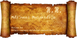 Ménesi Malakiás névjegykártya